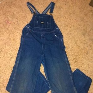 Dark wash overalls